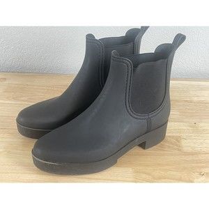 Jeffrey Campbell Womens Cloudy Matte Black Rain Chelsea Boots Shoes 9 Medium